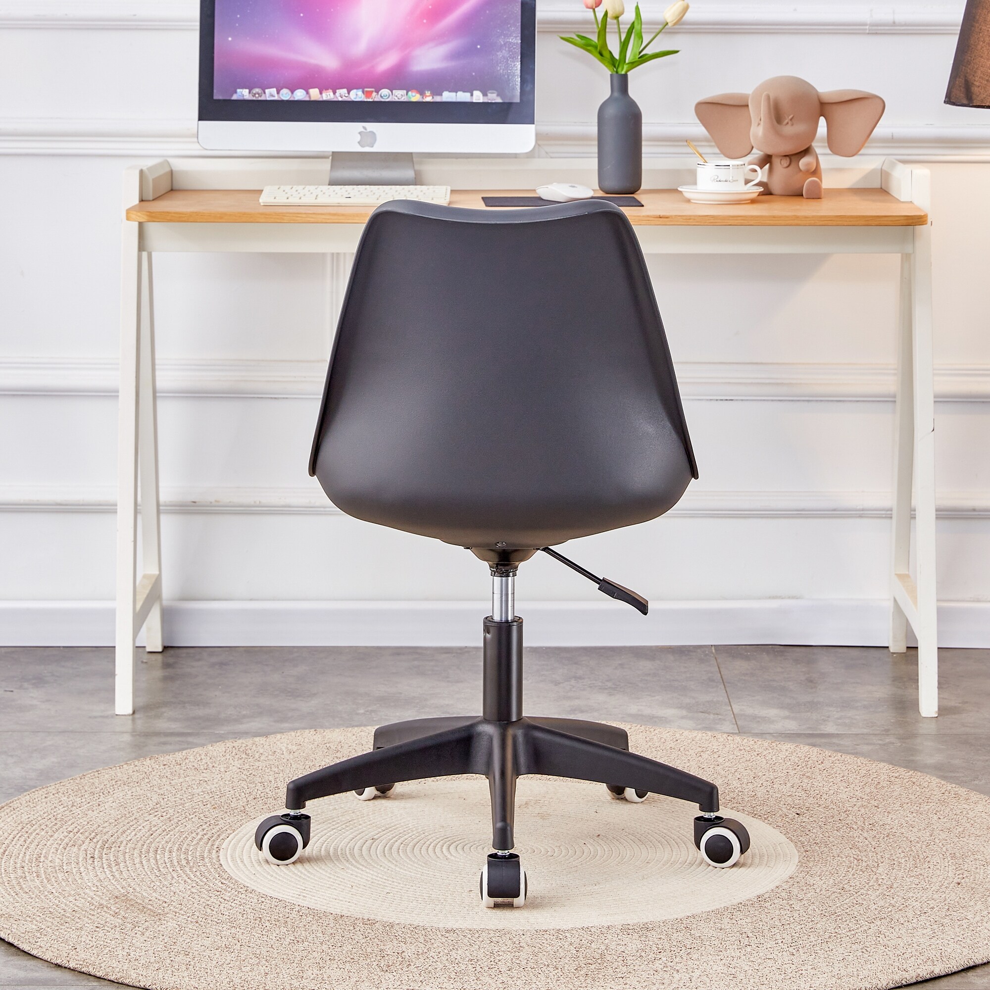 Acrylic Clear Desk Chair with Wheels Adjustable Height Home Office Armless Ghost Swivel Chair Vanity Rolling Chair for Girls Bed Bath Beyond 40359351