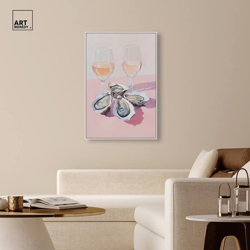 Oysters and Rose Wine Canvas by Art Remedy