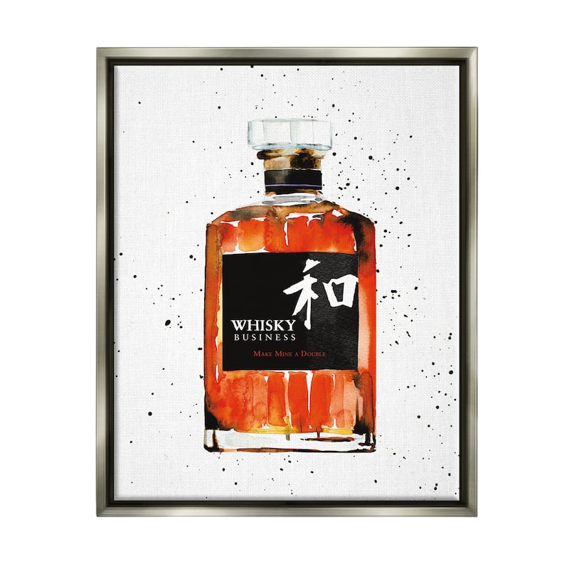 Stupell Whisky Business Quote Japanese Liquor Bottle Floater Frame - White
