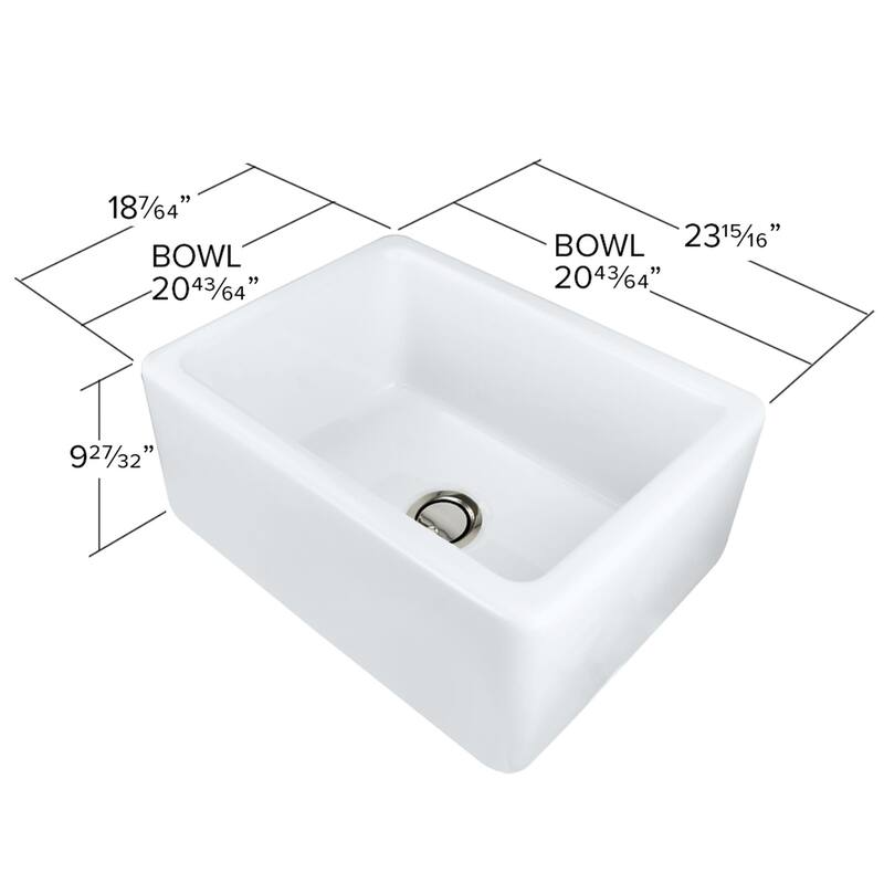 Transolid KF-FUSB241810 Porter 24" Farmhouse Single Basin Fireclay