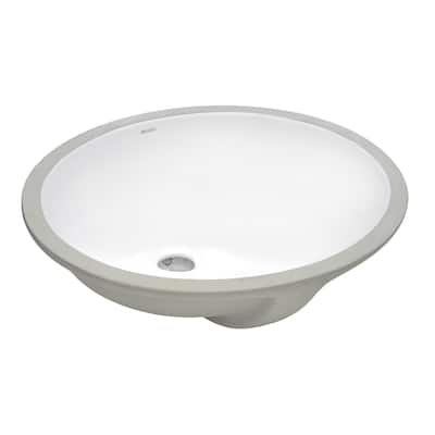 Ruvati 16 x 13 inch Undermount Bathroom Vanity Sink White Oval Porcelain Ceramic with Overflow - RVB0616