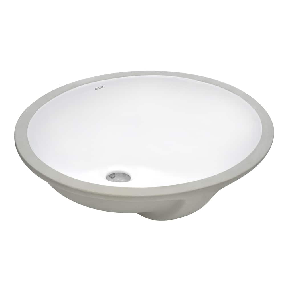 Ruvati 14-3/4 x 11 inch Undermount Bathroom Vanity Sink White Oval Porcelain Ceramic with Overflow - RVB0616