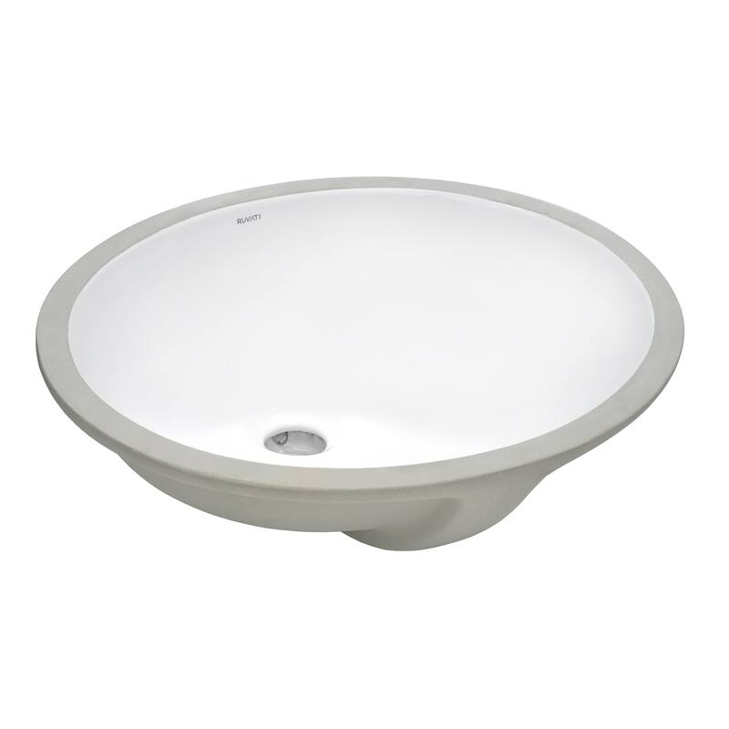 Ruvati 18 x 15 inch Undermount Bathroom Sink White Oval Porcelain Ceramic with Overflow - RVB0618