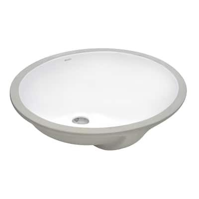 Ruvati 19 x 16 inch Undermount Bathroom Vanity Sink White Oval Porcelain Ceramic with Overflow - RVB0619