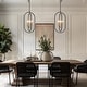 preview thumbnail 4 of 8, Modern Farmhouse 4-Light Black Gold Chandelier Metal Pendant Light for Dining Room - 14.5" L x 11" W x 29.5" H