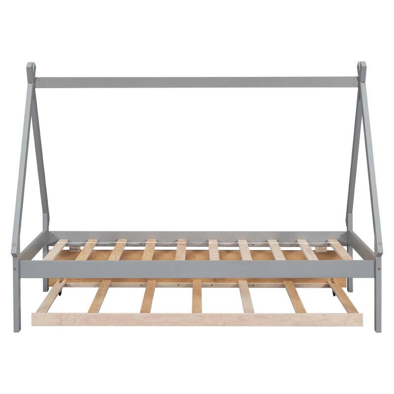 Twin size Tent Floor Bed with Trundle
