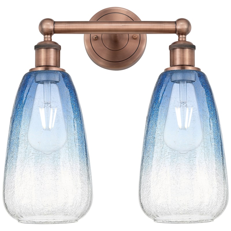 Innovations Lighting 616-2W-16-15 Brookhaven Almond Vanity Brookhaven - Antique Copper / Sapphire Blue