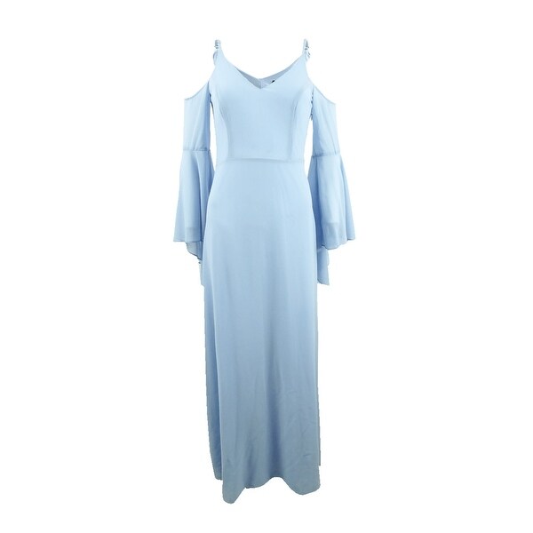 blue cold shoulder dress