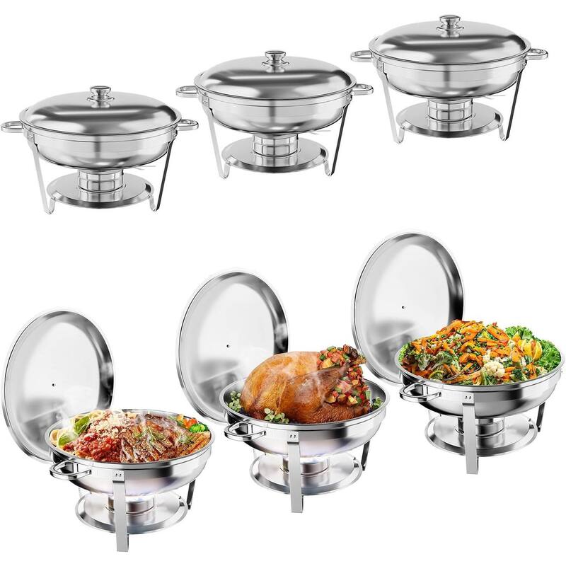 5QT Chafing Dish Buffet, Warmers Food Servers Sets - 6 Pcs