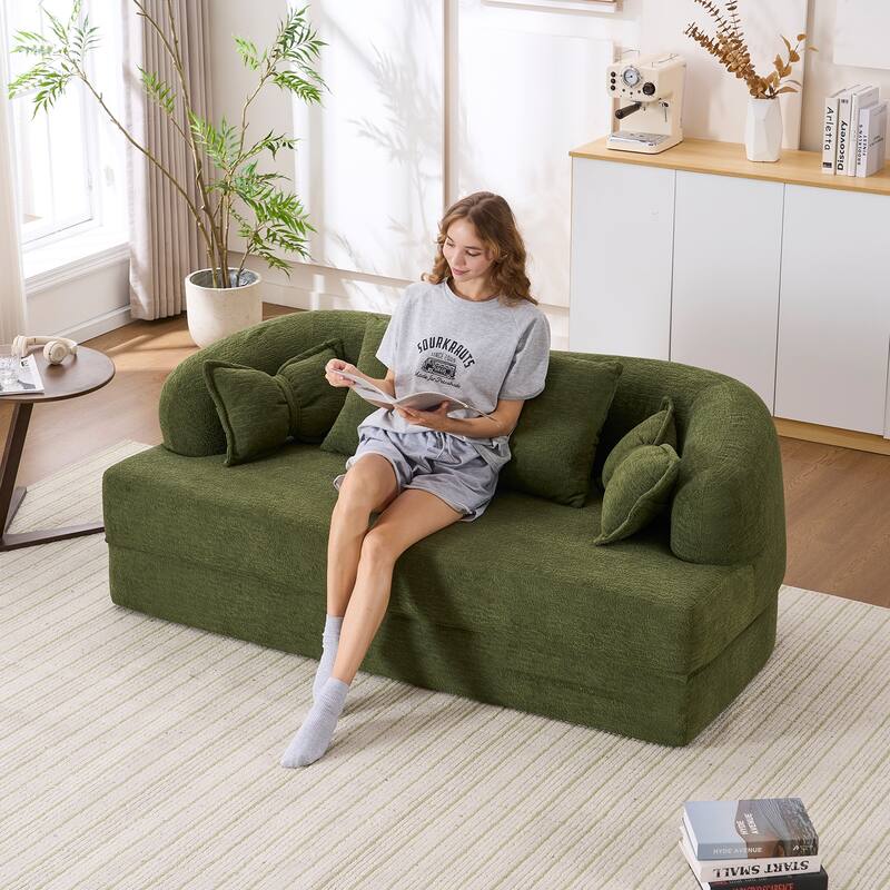 Anmytek 2-in-1 Foldable Convertible Sleeper Sofa Bed 70 Inch with 4 Pillows