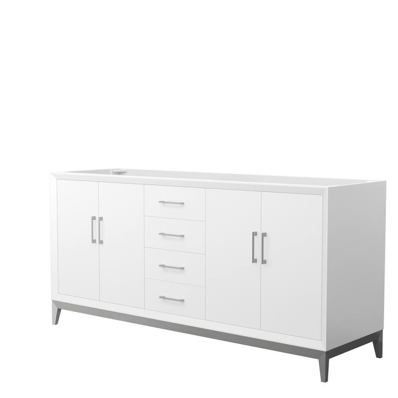 Amici Double Bathroom Vanity Cabinet - White, Brushed Nickel Trim, No Top