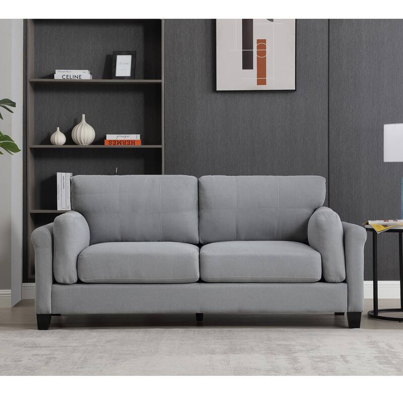 79" Modern Style Button Tufted Linen Upholstered 3-seat Sofa