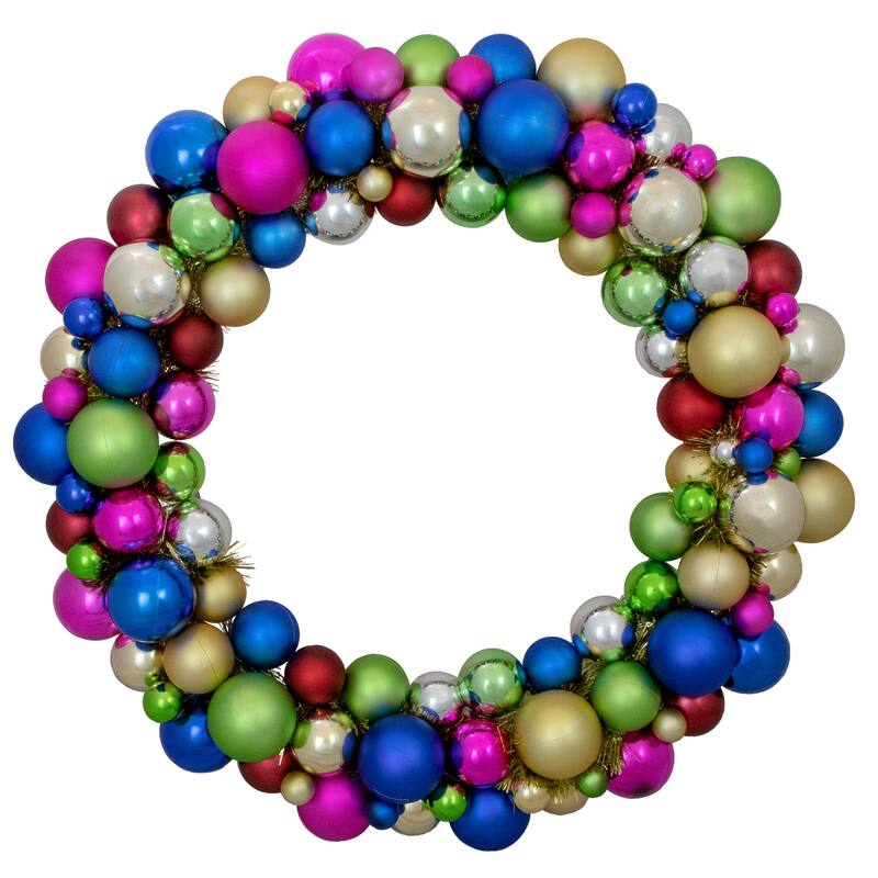 Multi-Color 2-Finish Shatterproof Ball Christmas Wreath - 36"