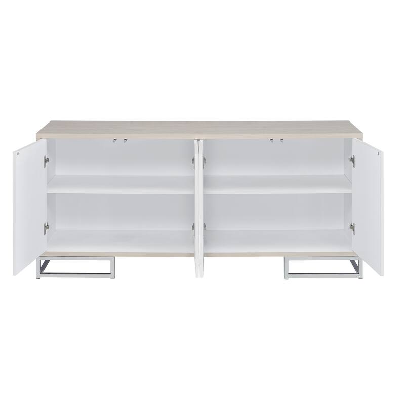 Liam Blue Marble Paint & Chrome Finish Console Cabinet