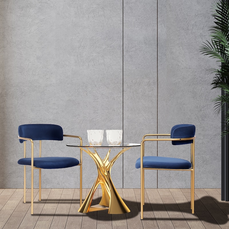 Porthos Home Eder Dining Chairs Set of 2, Velvet, Gold Chrome