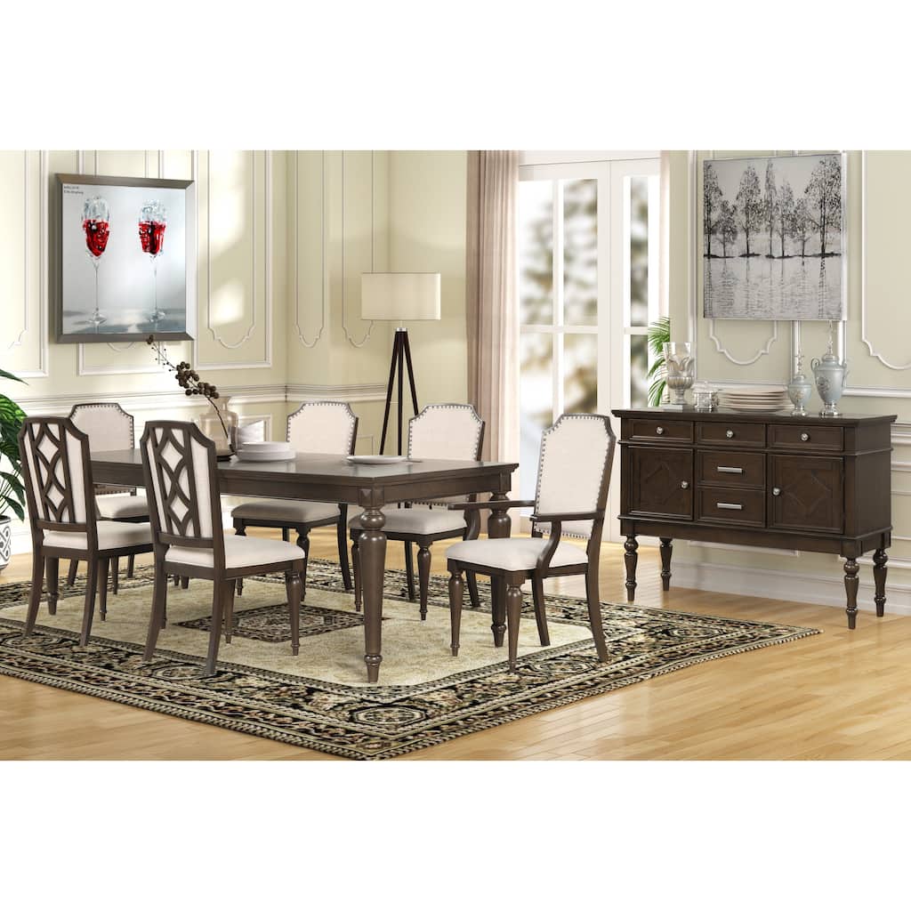 Ginger Collection 7-Piece Traditional Dining Set in Cherry Finish