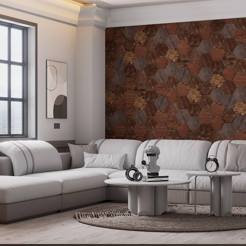 Merola Tile Brickyard Hex Red 8-1/2" x 9-7/8" Porcelain Floor and Wall Tile