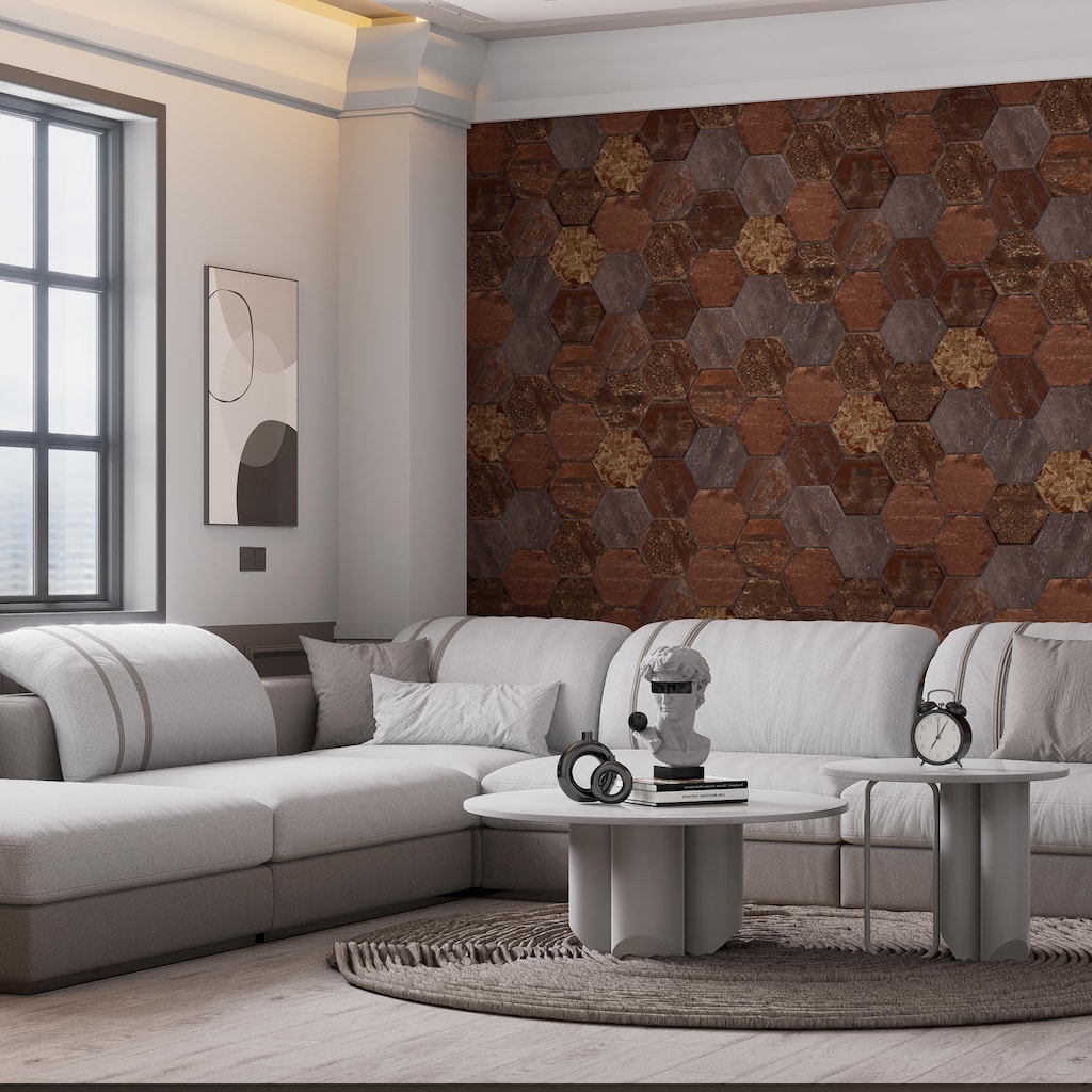Merola Tile Brickyard Hex Red 8-1/2" x 9-7/8" Porcelain Floor and Wall Tile