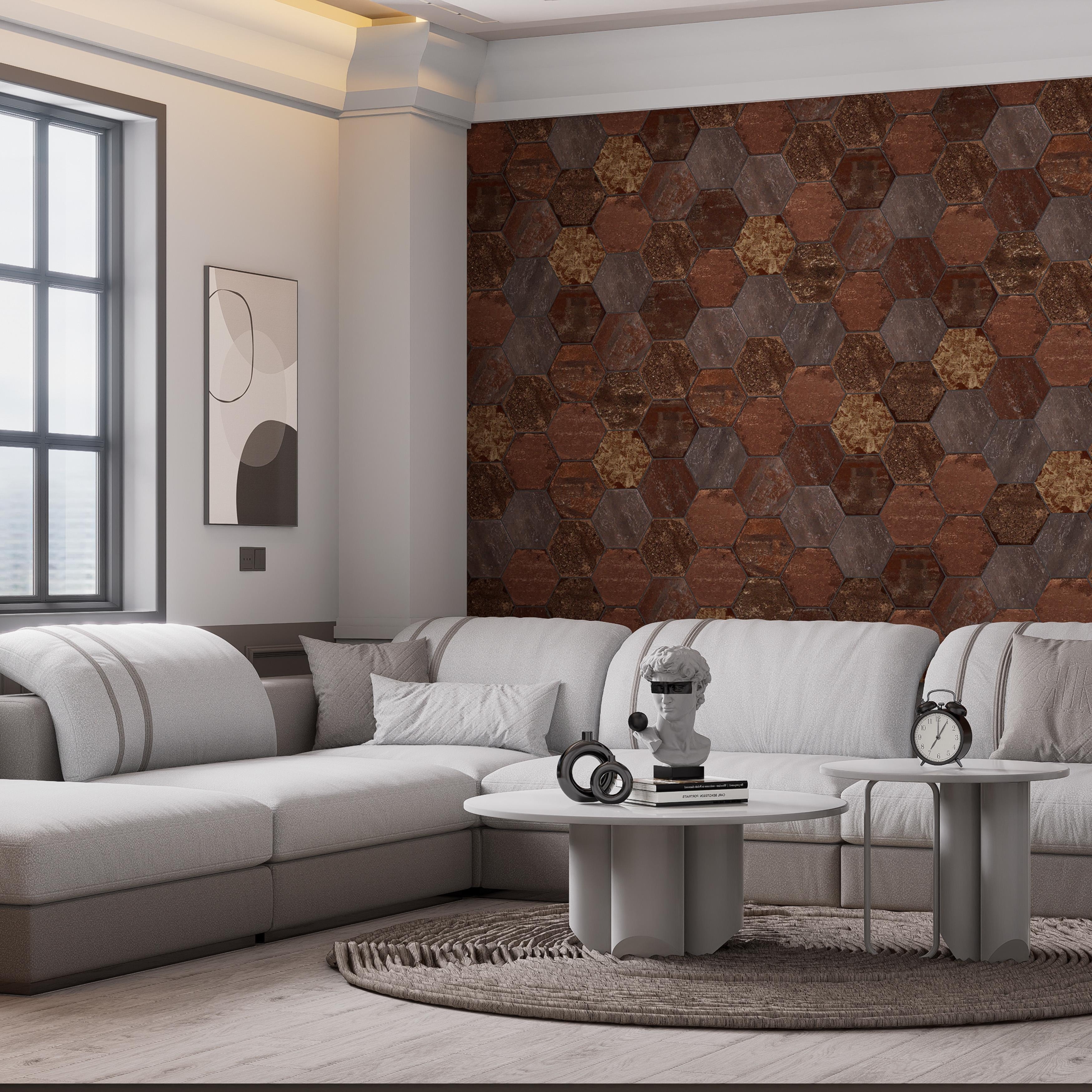 Merola Tile Brickyard Hex Red 8-1/2" x 9-7/8" Italian Porcelain Floor and Wall Tile