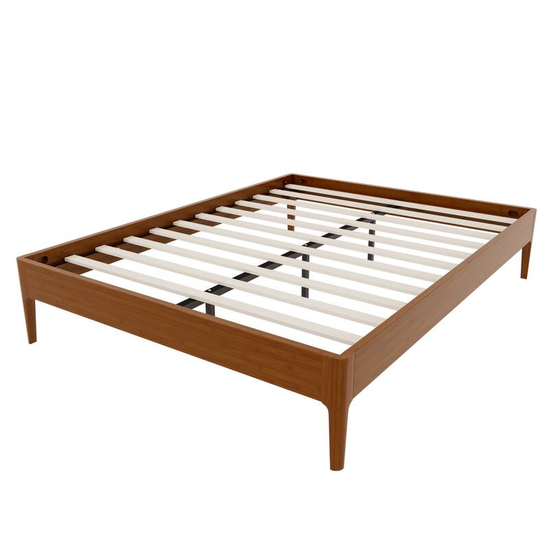 Solid Bamboo Platform Bed with Metal Support & Ample Underbed Storage by Harper&Bright Designs