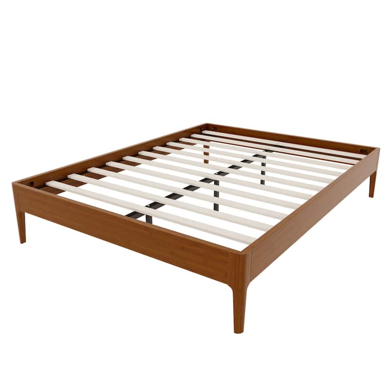 Solid Dry Bamboo Wood Platform Bed Frame with Wood Slat Metal Support, No Box Spring Needed, Easy Assembly