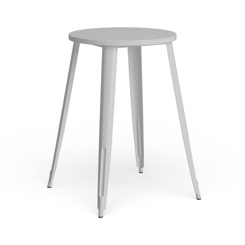 30'' Round Metal Indoor-Outdoor Bar Height Table - White