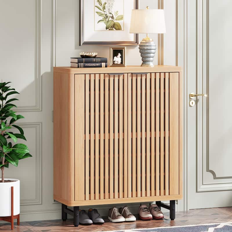 6-Tier Shoe Storage Cabinet with Louvered Doors for Living Room