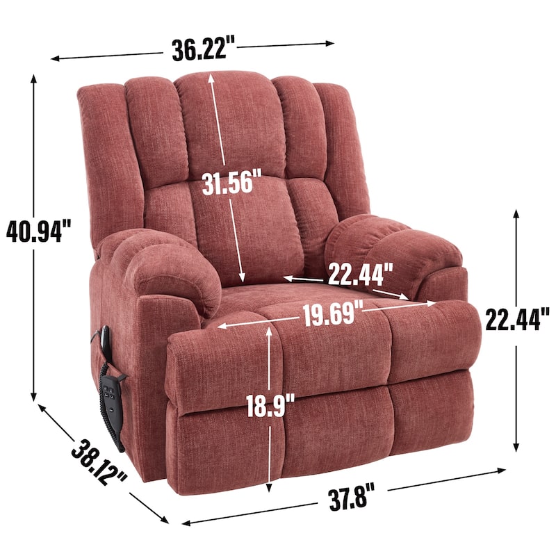 Dual Motor Heat Massage Infinite Position Electric Power Lift Recliners with Power-Remote, Medium-firm and Heavy Duty