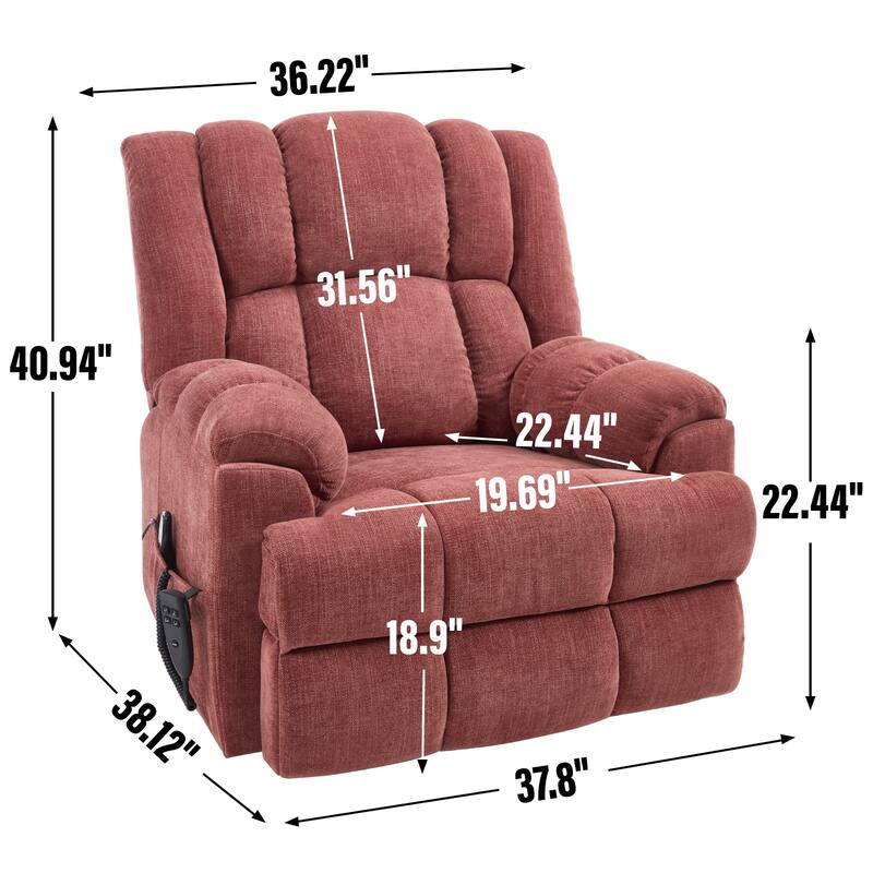 Power Lift Recliner Chair with Dual Motor, Massage & Heat (Chenille)