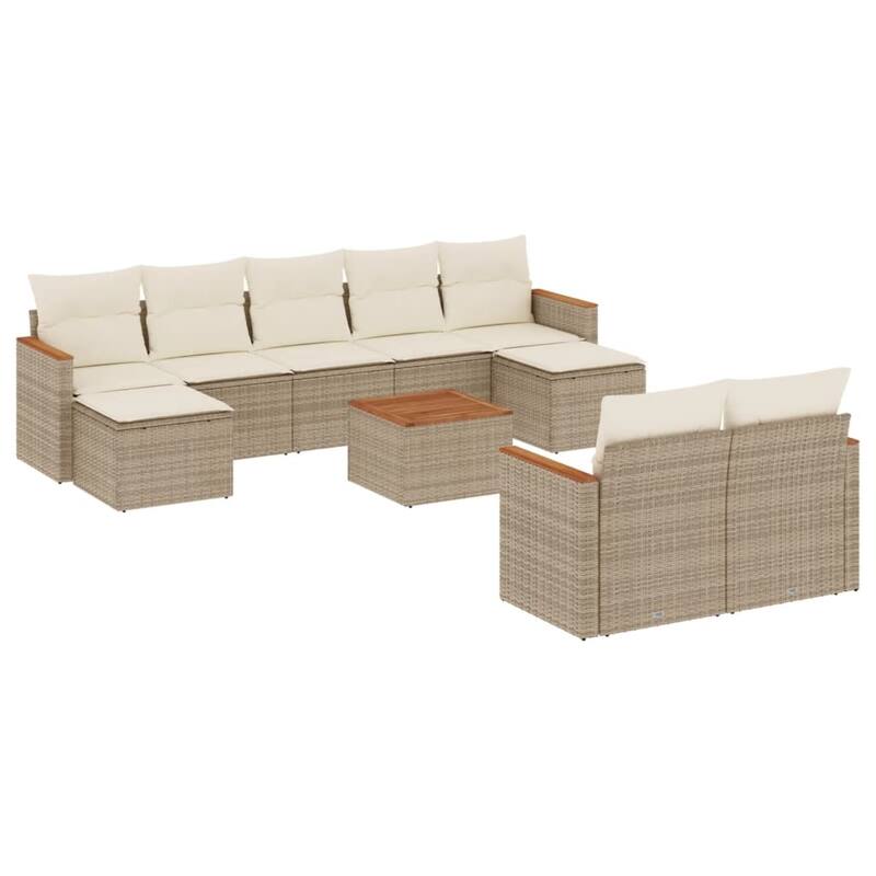 vidaXL Patio Sofa Set with Cushions Outdoor Conversation Furniture Poly Rattan