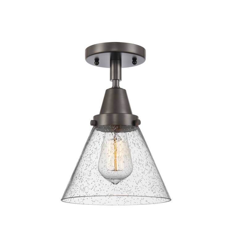 Innovations Lighting Caden Cone - 1 Light 8" Flush Mount - Oil Rubbed Bronze/Seedy