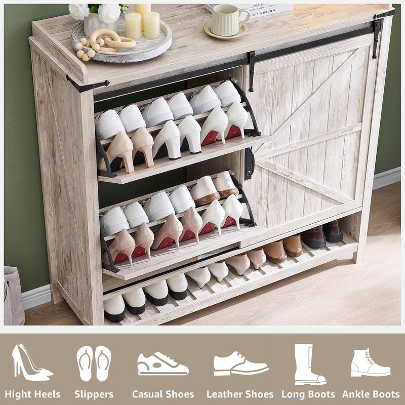 Farmhouse Shoe Storage Cabinet, Shoe Organizer, Shoe Rack Cabinet