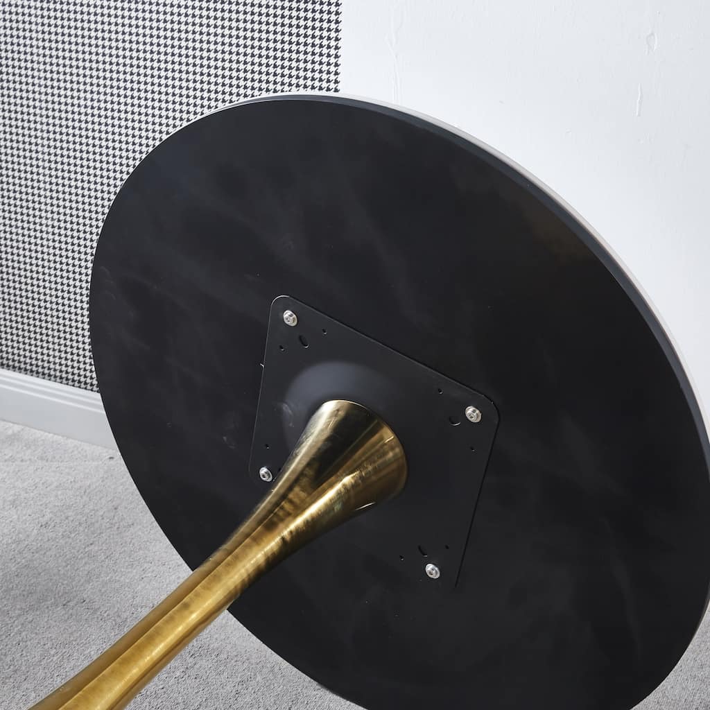 Round Dining Table for 2-4 People, Tulip Table with MDF Top & Metal Pedestal Base, Mid-Century Leisure Table for Small Space