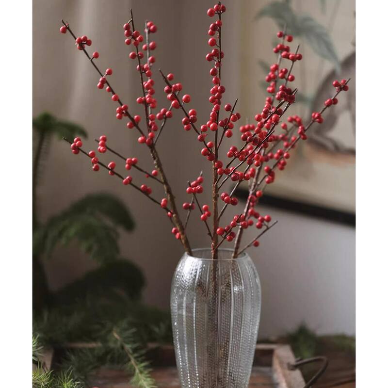 RusticReach Faux Red Winterberry Stem