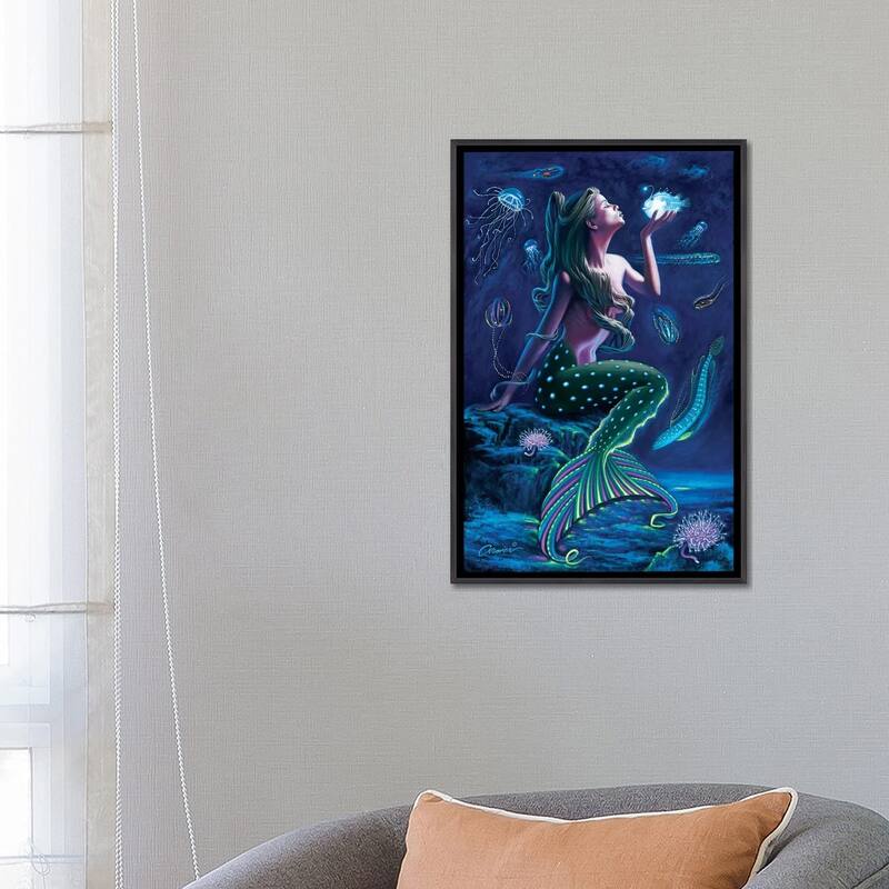 iCanvas "Bioluminescent Mermaid" by Wil Cormier Framed