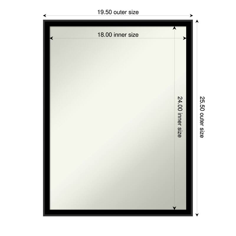 Incline Non-Beveled Wood Framed Wall Mirror - 20 x 26 in - Incline Black