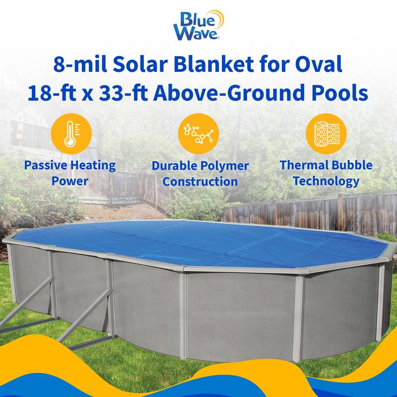 Blue Wave 8-mil Solar Blanket for Oval Above-Ground Pools - Blue