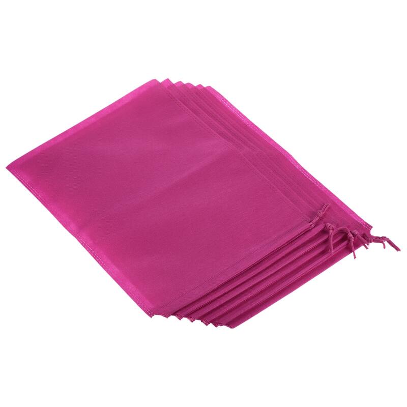 Single Drawstring Storage Bag Fiber Cloth, 6Pcs - Rose Red - 35x25cm