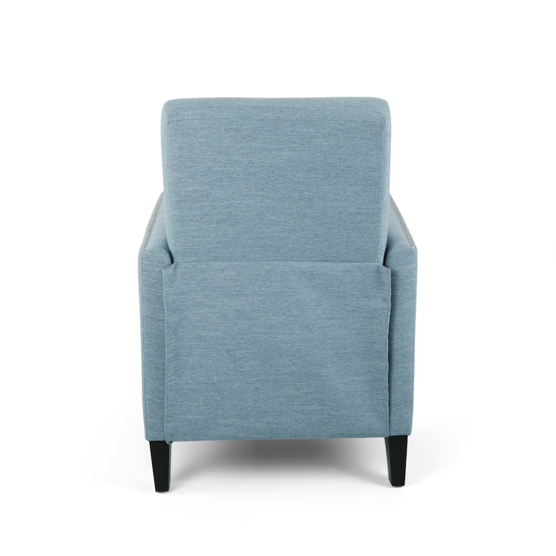 Mid Century Accent Chair Pushback Recliner Chair with Side Pocket, Fabric Reading Chair Push Back Recliner with Nailhead Trim