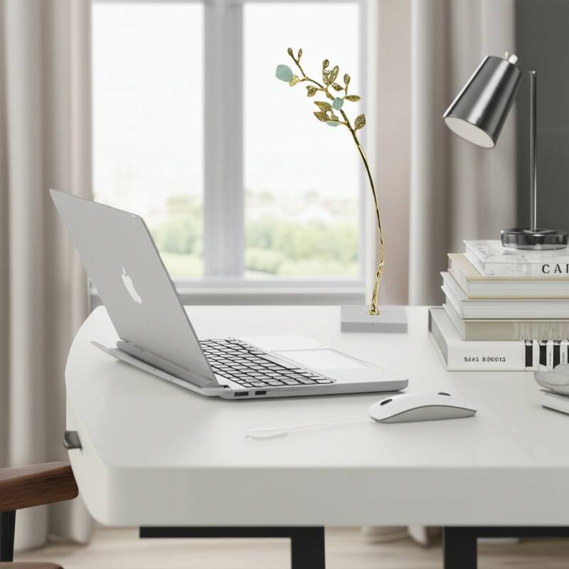 Metal Tree Sculpture on Marble Base Charming Living Room, Office, Home Decor