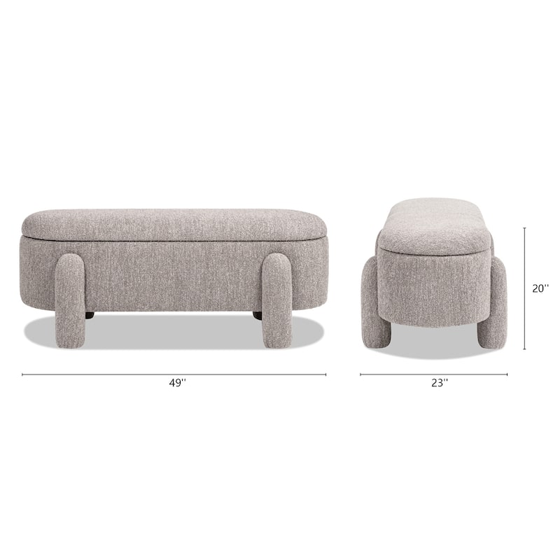 Hugo 49" Boucle Fully Upholstered Oval Storage Bench