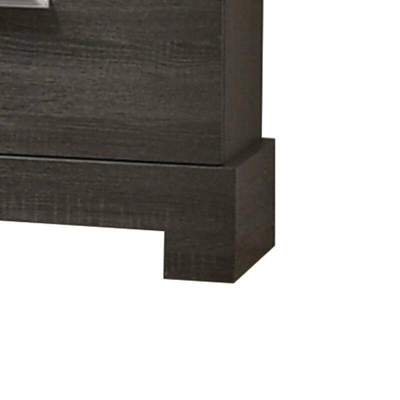 2 Drawer Wooden Nightstand with Bar Pulls and Panel Support, Gray