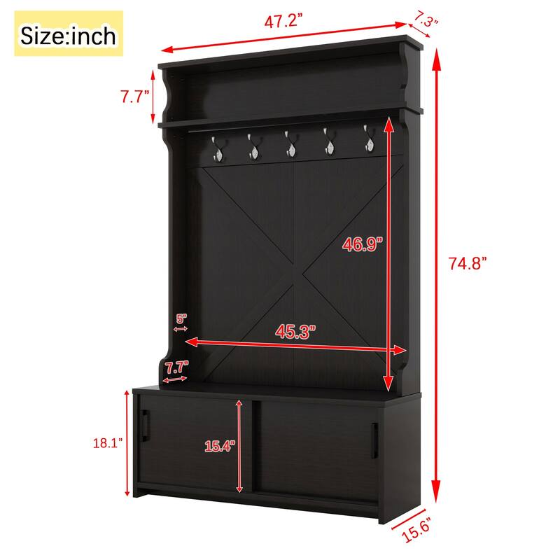 Entry Cloak Rack Cabinet with Storage