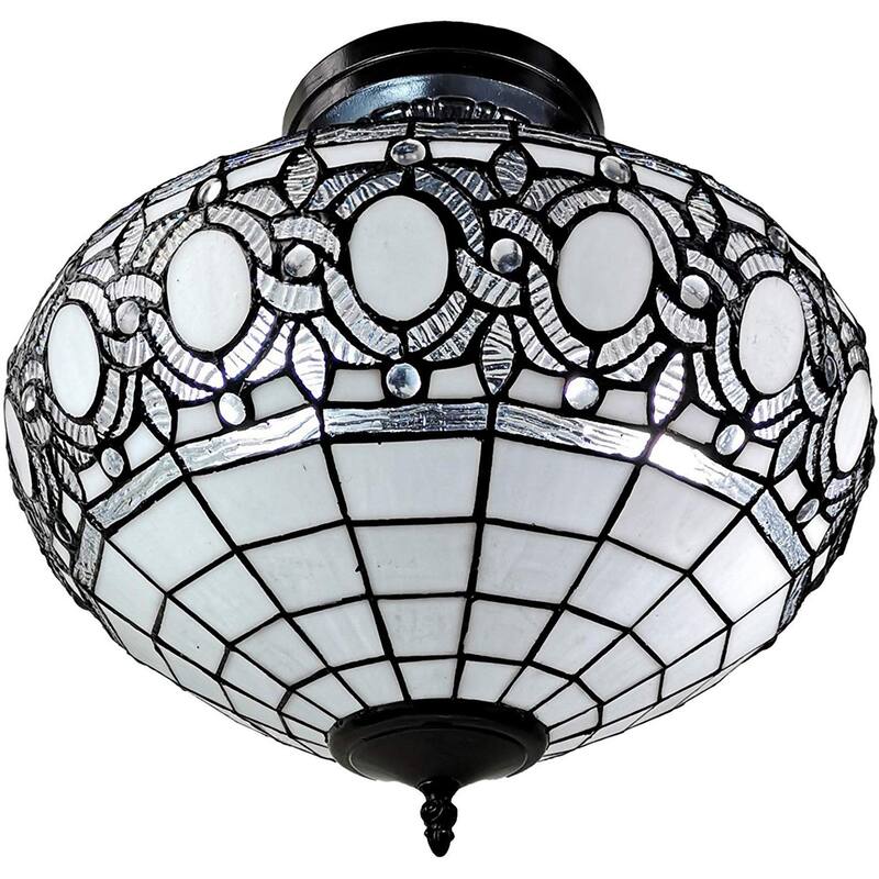 Tiffany Style Semi-flush Mount Ceiling Fixture Amora Lighting