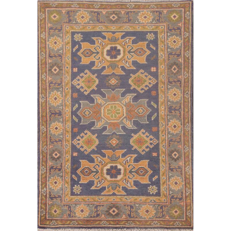 Geometric Kazak Oriental Foyer Rug Handmade Wool Carpet - 2'9" x 4'2"
