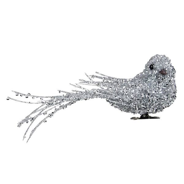 Shop 6 5 Silver Sequined Bird Christmas Ornament Decoration Overstock 30106463