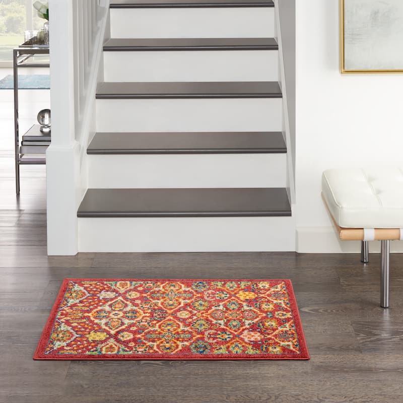 Nourison Allur Contemporary Boho Floral Medallion Area Rug - 2' x 3' - Red/Multicolor