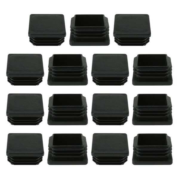15pcs 38 x 38mm Plastic Square Ribbed Tube Inserts End Cover Cap