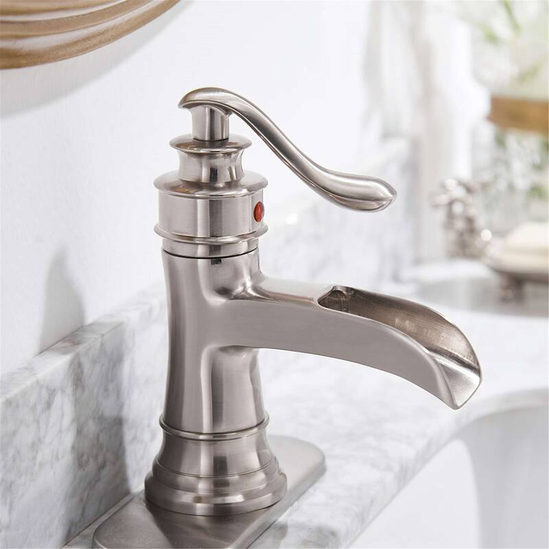 Waterfall Bathroom Faucet Single Handle Bathroon Sink Faucets One Hole Modern Basin Vanity Mixer Taps With Valve And Deck Plate