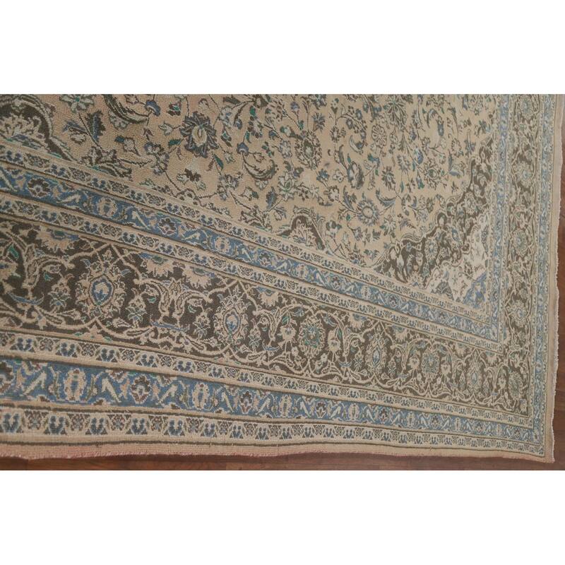 Hand Knotted Oriental 100% Wool Carpet Traditional Floral Peach Mashad Area Rug - 12' 4'' X 9' 5''